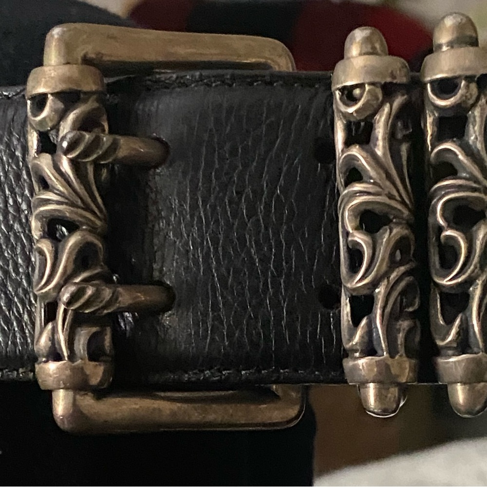 Mens Chrome Hearts Black Leather Belt, size 36